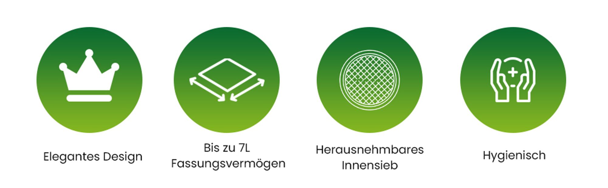 YourCasa® Komposteimer - 7L - für alltäglichen Biomüll in der Küche Weiss