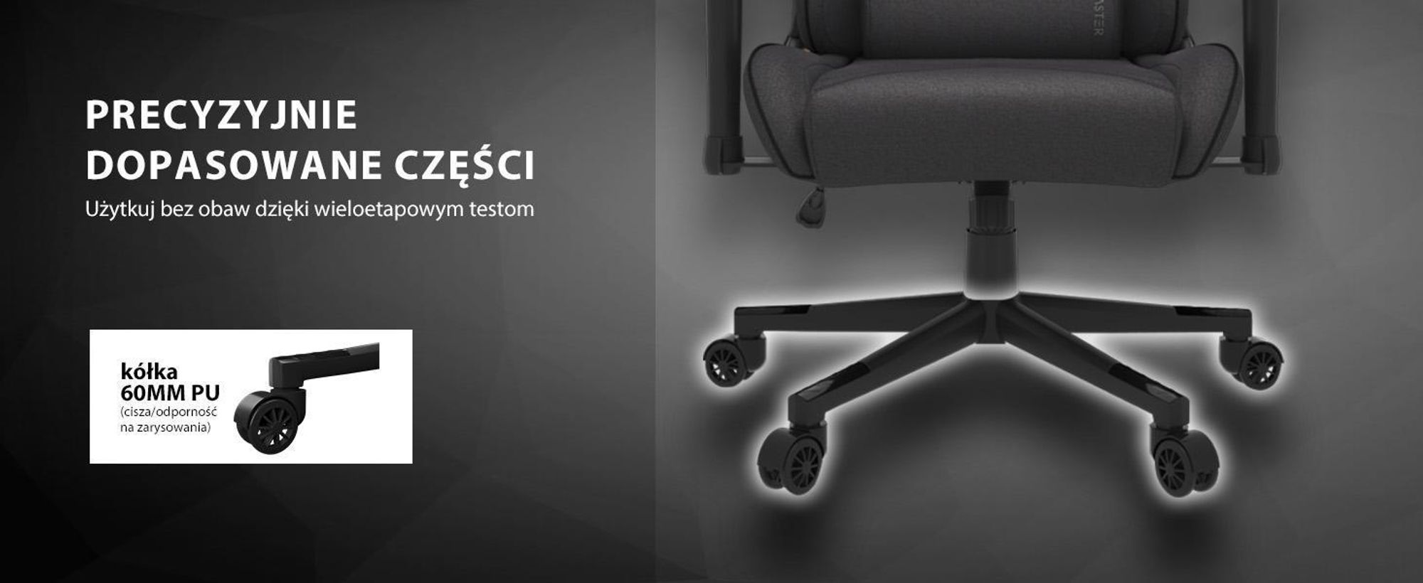 Krzesło gamingowe SENSE7 Spellcaster, tapicerka czarno-szara – ergonomiczne krzesło biurowe, krzesło do biurka komputerowego, krzesło dla graczy, nośność 150 kg, podłokietniki z regulacją 2D, oparcie odchylane o 160°, fotel szefa