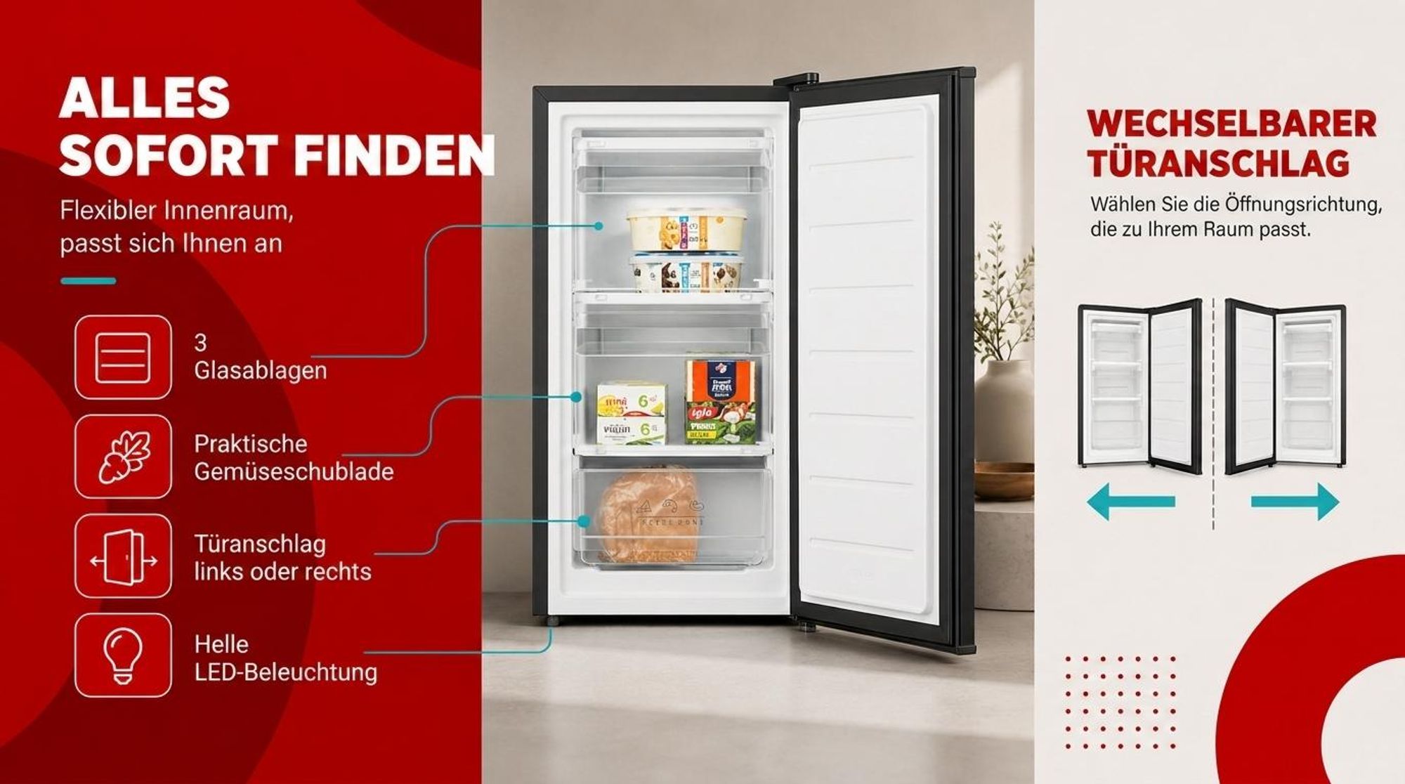 Tomado TFT4702B - Tischgefrierschrank - 60 Liter - 3 Gefrierschubladen - Schwarz