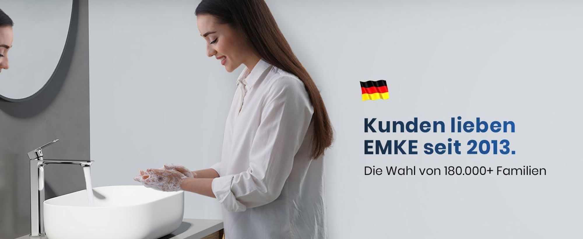 EMKE Waschbeckenarmatur Waschtischarmatur Badarmatur Einhebelmischer Wasserhahn Bad aus Messing 269 x 215 x 49mm Chrom