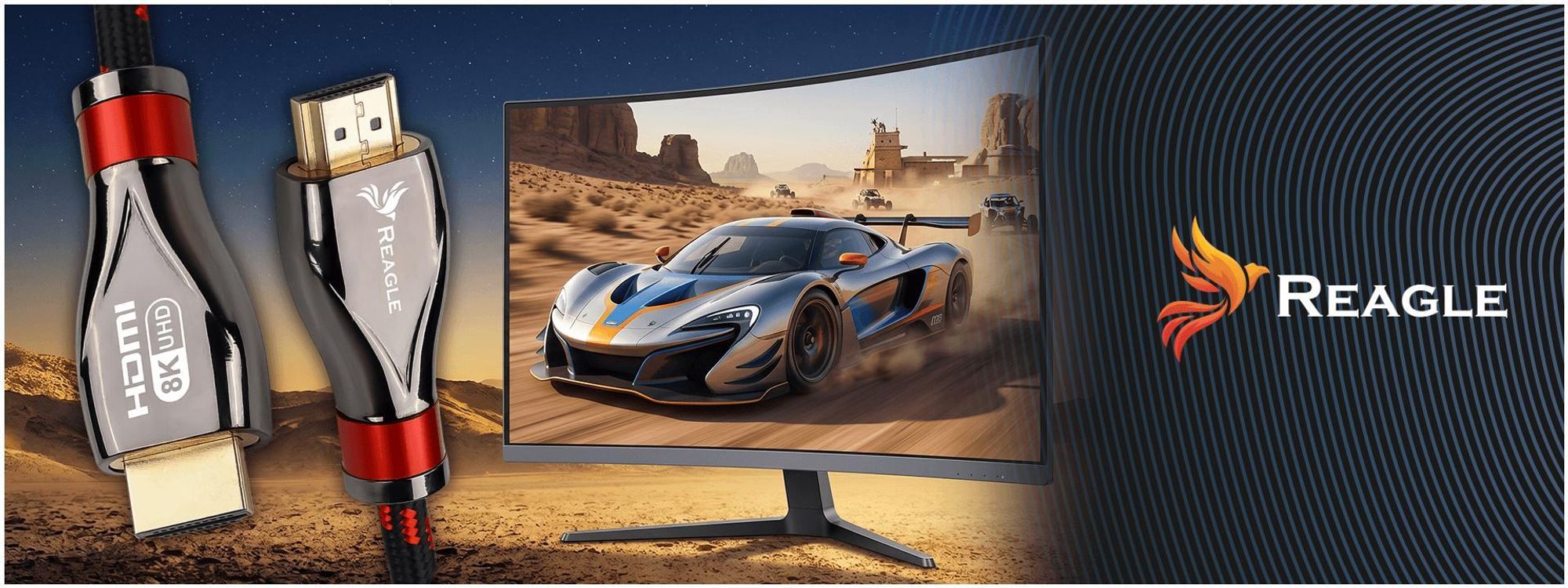 HDMI 2.1 Kabel 8K & 4K Ultra HD, Reagle Gaming, 48Gbps 8K@60Hz 4K@120Hz Kompatibel mit Konsole PS5 Xbox Series X S, OLED TV, DTS: X, HDCP 2.2 & 2.3,