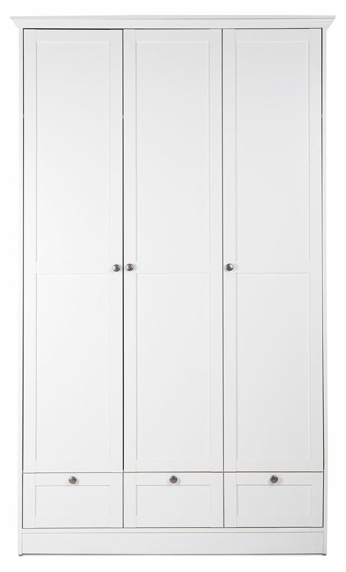 Landsted II Kleiderschrank – Landhaus-Kleiderschrank mit Stauraum und Metallgriffen in Antik-Optik