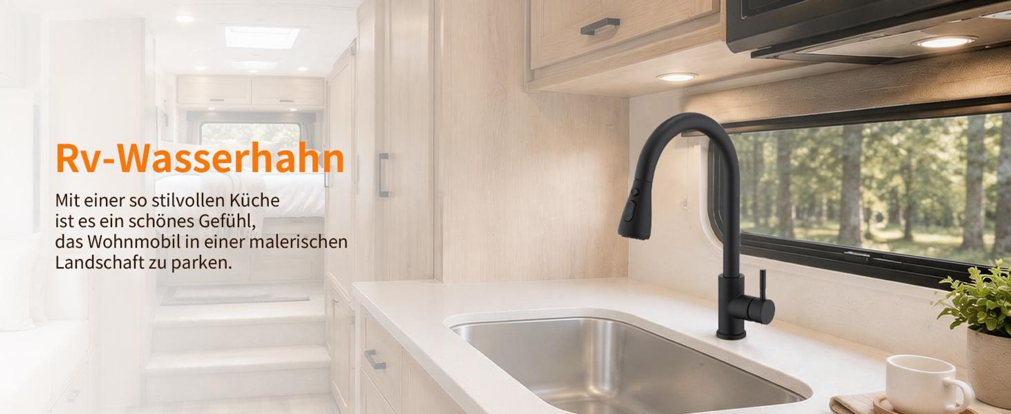 Homelody Schwarz Küchenarmatur Spültischarmatur mit Brause 35cm, Wasserhahn Küche Ausziehbar mit Zwei Wasserstrahlarten, 360°Schwenkbar, Edelstahl 304