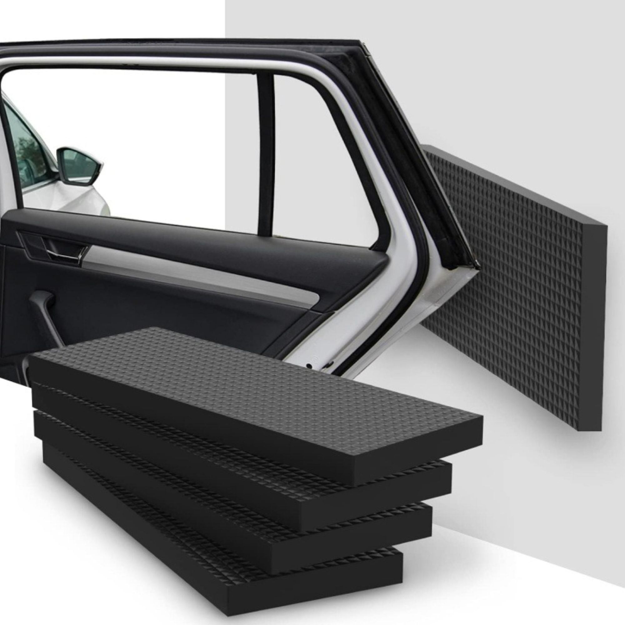 Garagen-Wandschutz selbstklebend 40x20x1,5 cm, Türkantenschutz aus EVA-Schaum, Waffelstruktur für Stoßdämpfung, EVI GARAGE, Schwarz