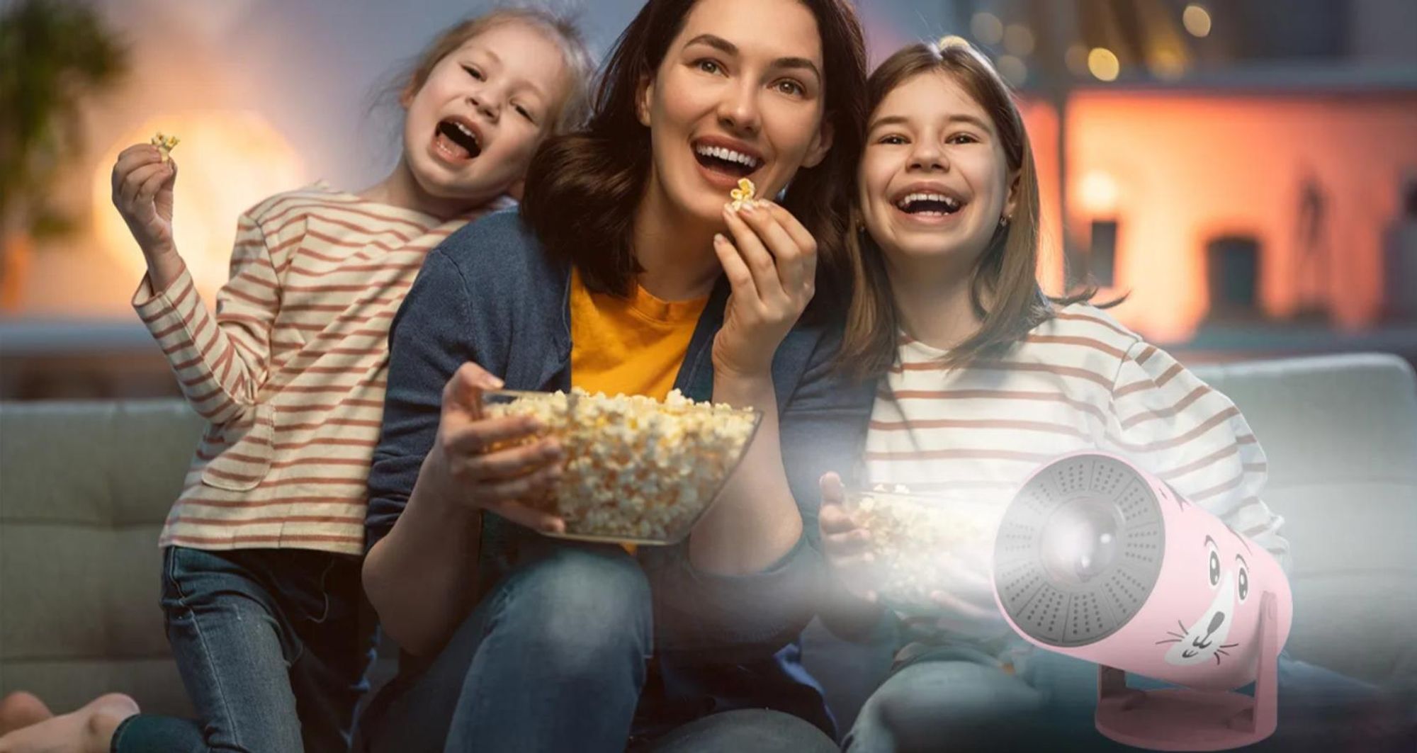 Beamer Kiano Kid Rosa Katze Projektor HD 1280x720, 32–130 Zoll, 230° drehbar, WLAN, AirPlay Miracast, ideal fürs Kinderzimmer mit Android 11