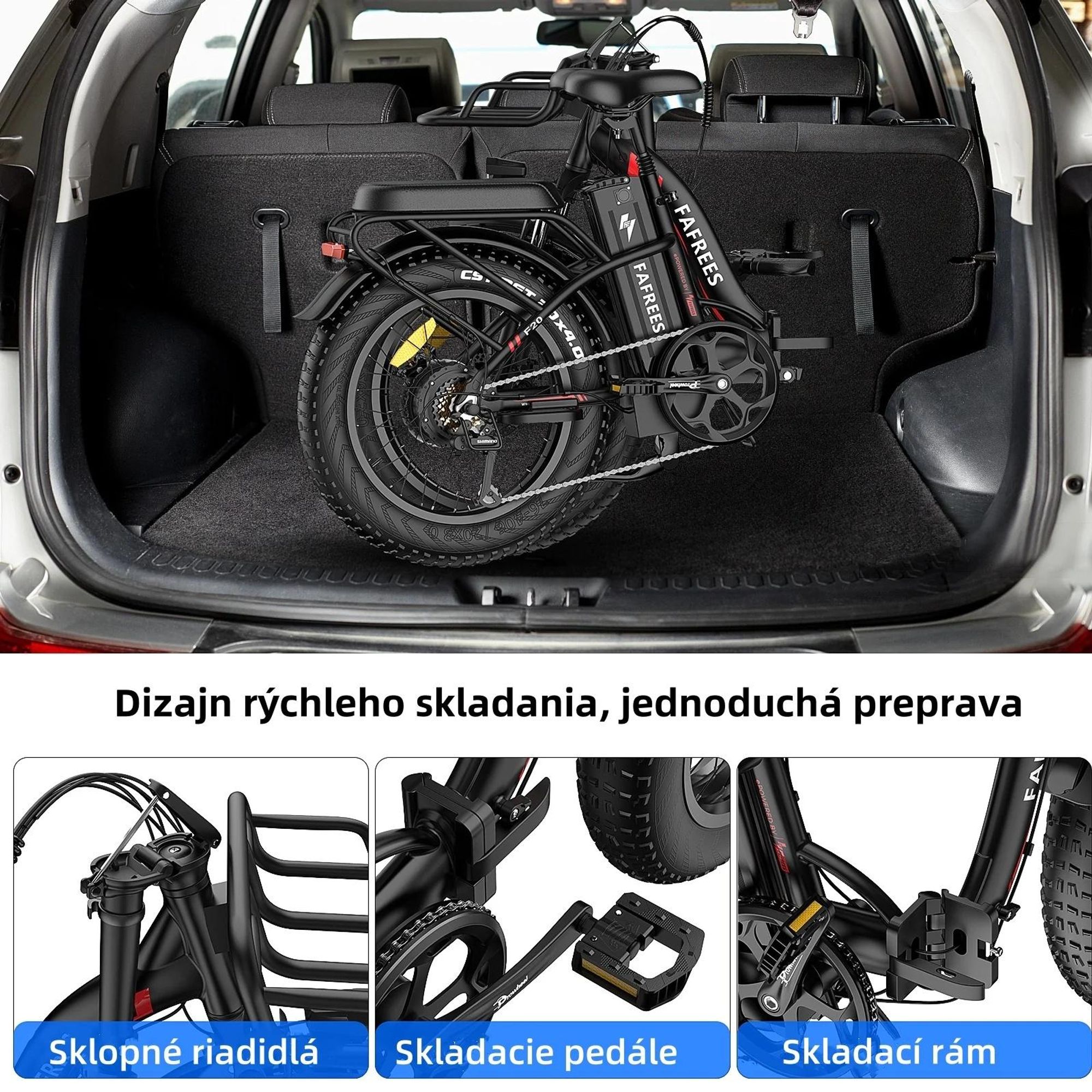 Electric Bike FAFREES F20 Max - Batéria 48V30AH Pneumatika 20" Mechanická kotúčová brzda - Čierna