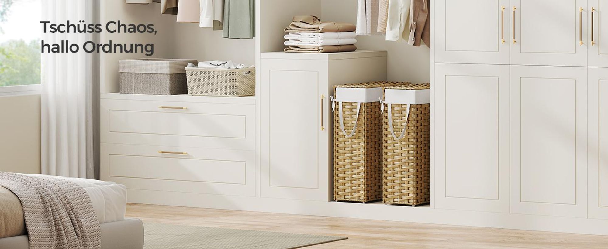 SONGMICS Wäschekorb, mit Griffen, faltbar, Wäschesack herausnehmbar, 55 L