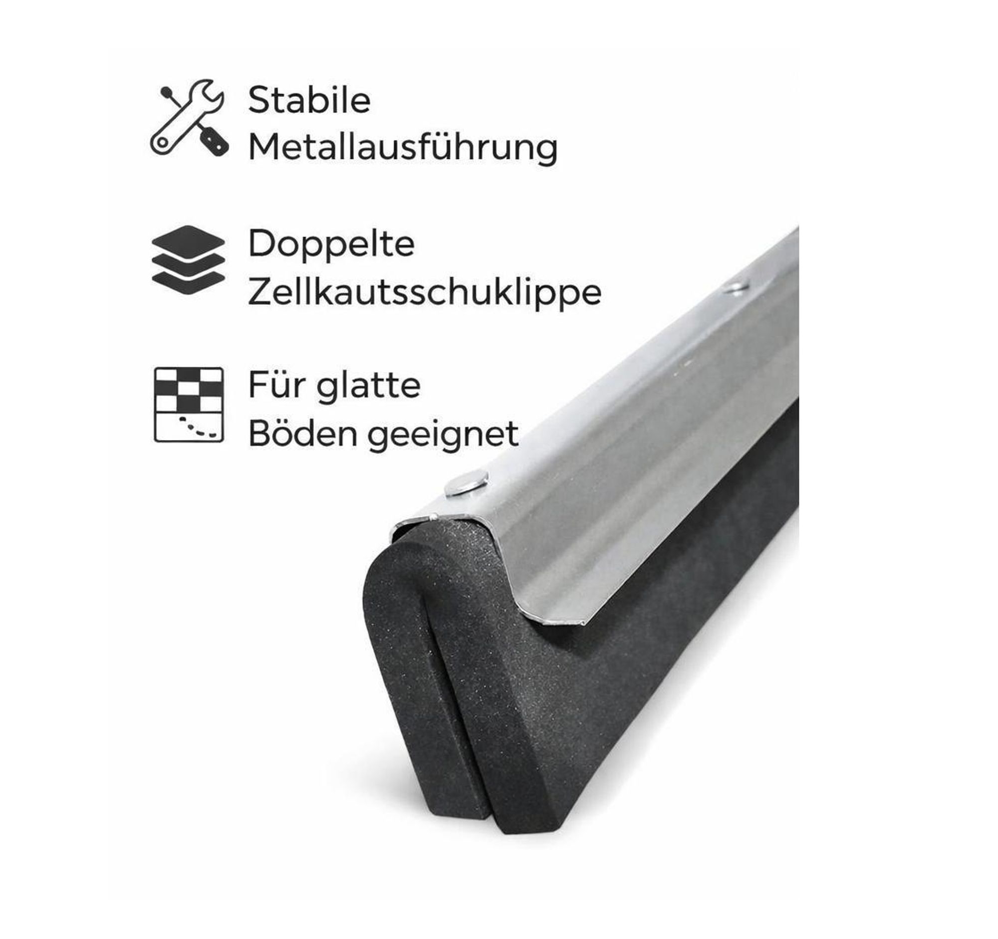 Wasserschieber 75 cm Breit mit Teleskopstiel 200cm Lang verstellbar Gummischieber Abzieher Gummiwischer Wasserabzieher