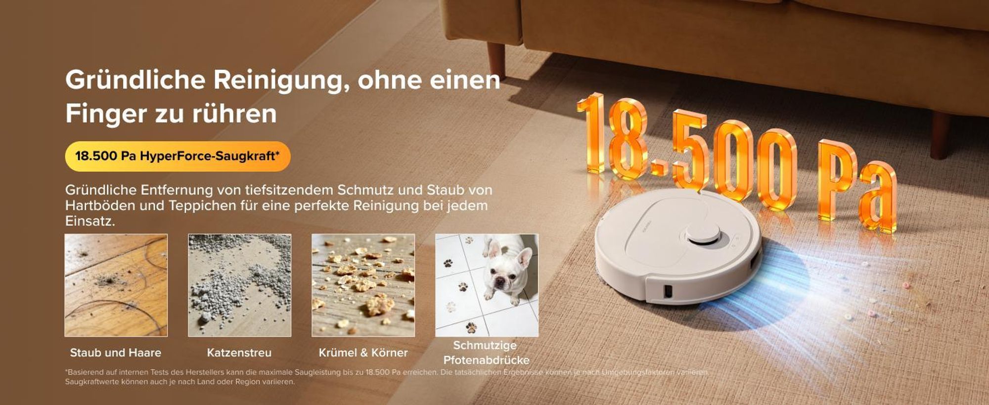 Roborock Qrevo S Pro Staubsauger Roboter mit Wischfunktion, 18.500Pa(Upgrade von QV 35A), Anti-Tangle System, 75 °C Heißwasser-Moppwäsche, Weiß