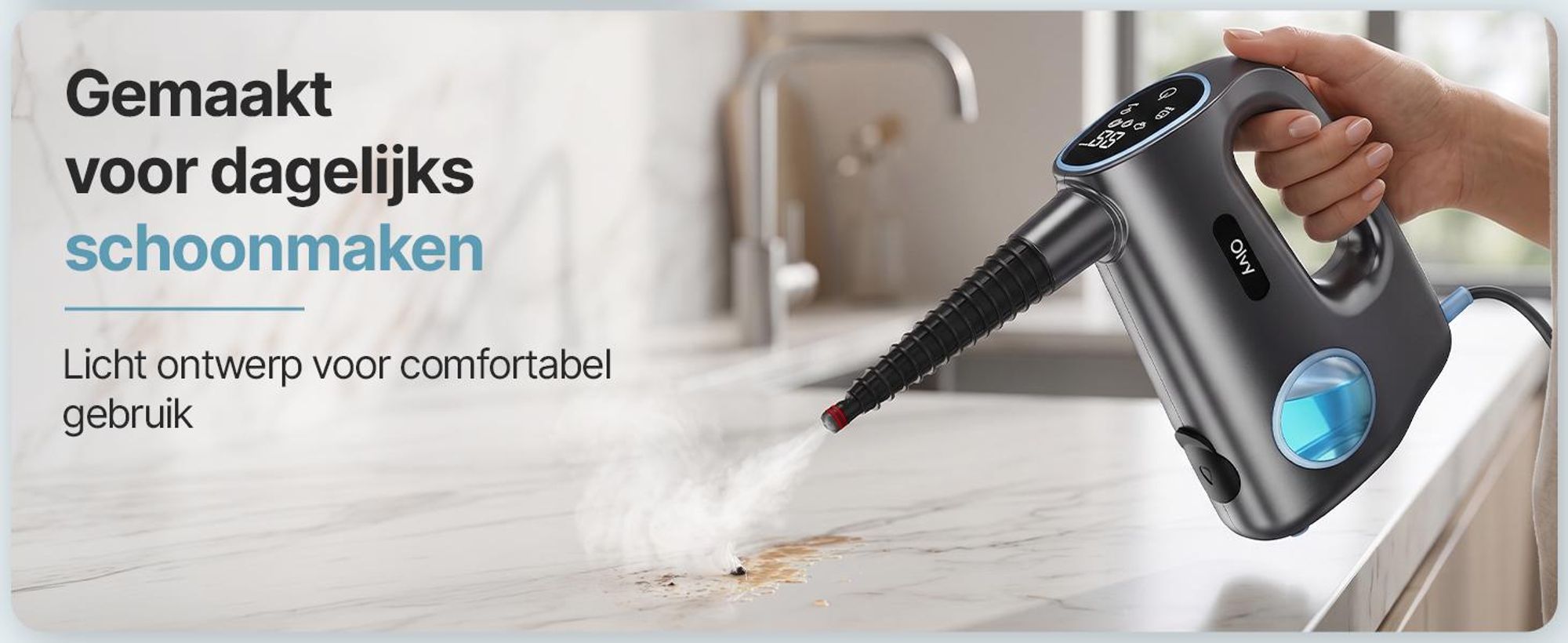 Olvy 12-in-1 Handstoomreiniger met touchscreen – Handstoomreiniger voor badkamer, keuken, bank en meubels