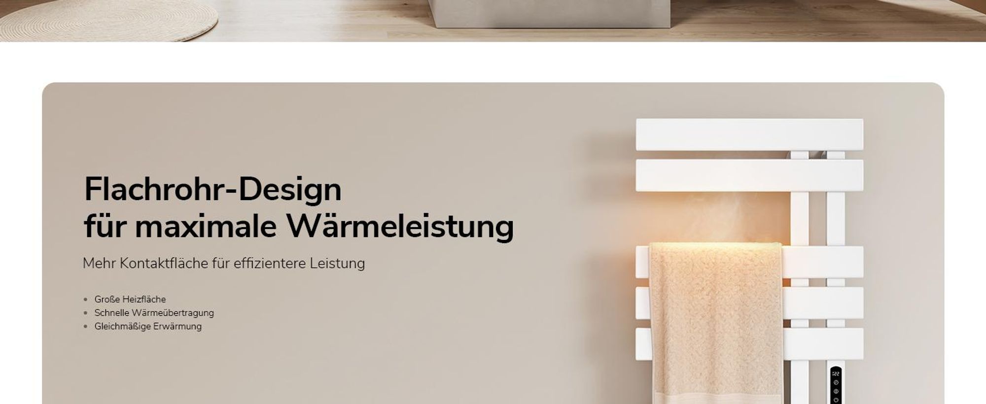 EMKE Elektrischer Handtuchheizkörper, WiFi APP Steuerung LED Touchscreen mit Timer, Handtuchtrockner 100x50cm 320W Weiß