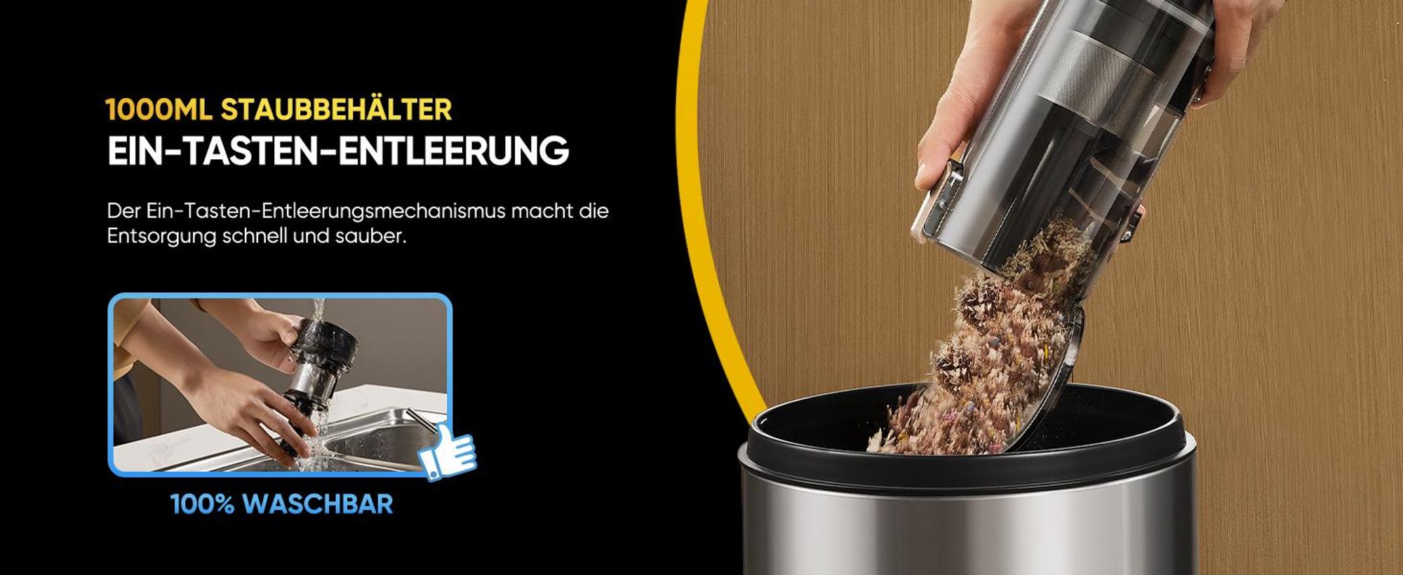 Vactidy V12 Akku Staubsauger/ 55Min/ 60kPa /600W/ 2,2kg/ Anti-Verhedderungs-Bürste, GreenEye Technologie, LED Touchscreen, für Hartböden, Teppiche