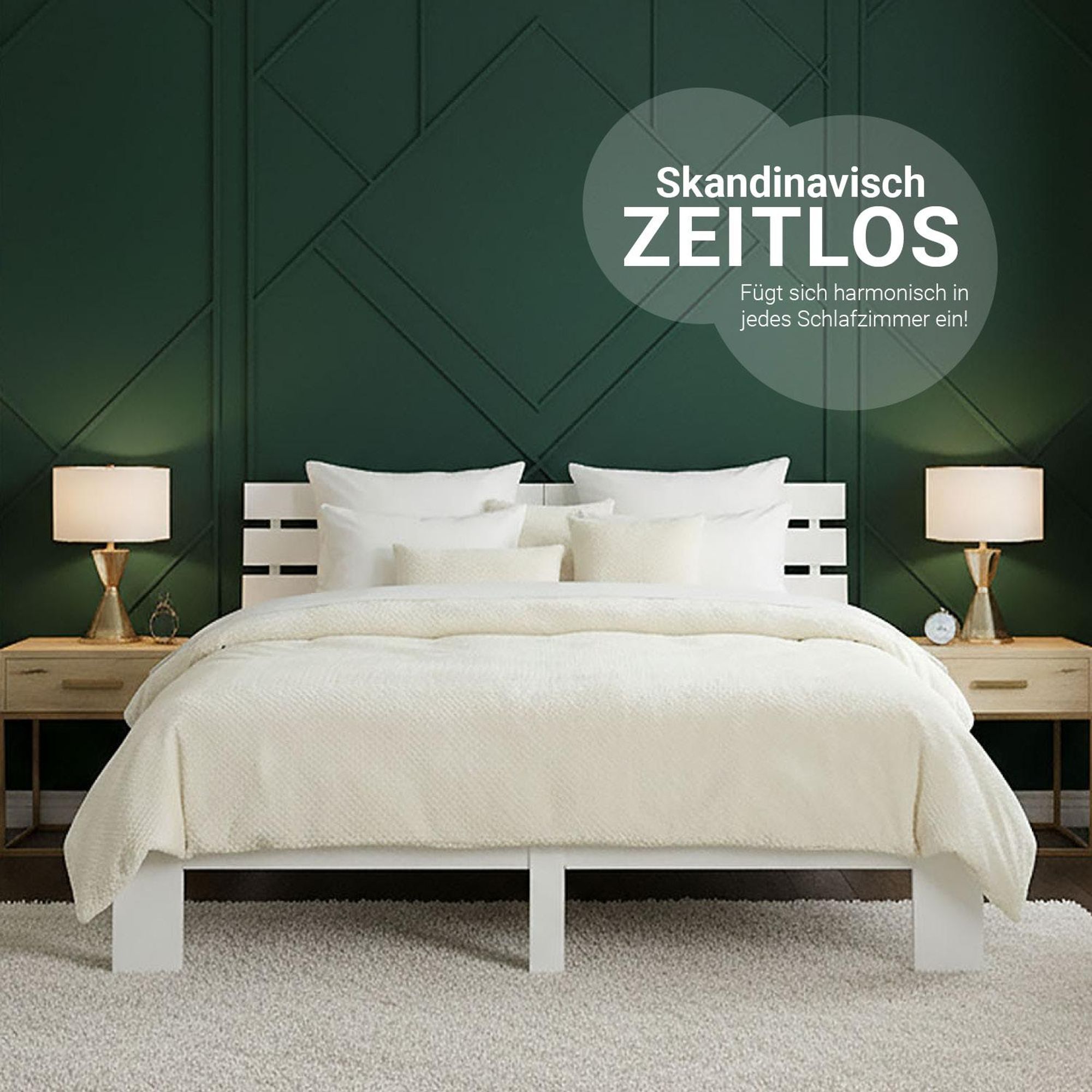 Homestyle4u Holzbett 140x200 Doppelbett mit Lattenrost Weiss Kiefer Massivholz