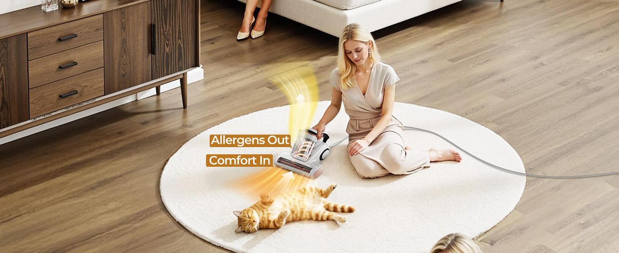 JIGOO J300 Aspirateur d'acariens 500W Aspirateur d'acariens avec lumière UV Aspirateur à main