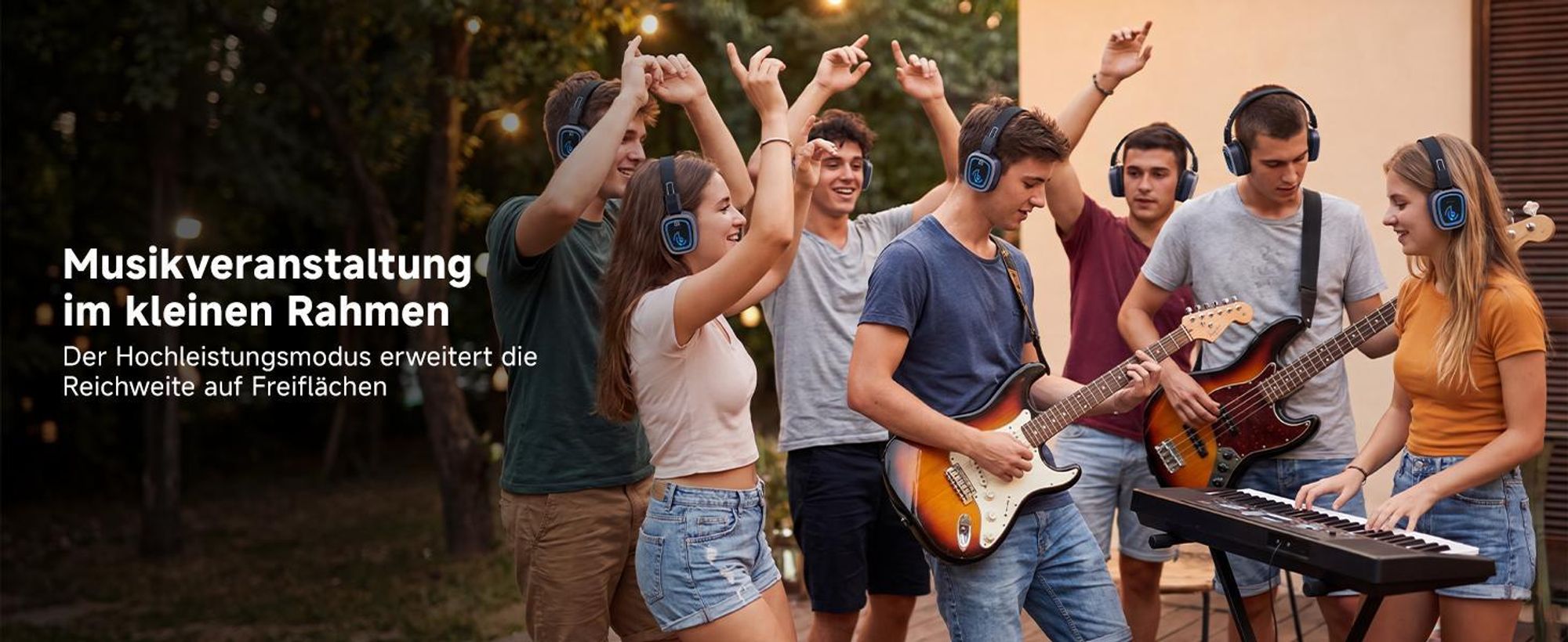 Retekess TA003P-TA004S Silent-Disco-Kopfhörersystem, Freihändig, Hi-Fi-Audioqualität, 3-Kanal-LED, 12H, Sitzfest, Bass-Anhebung,für Fitness Yoga Party
