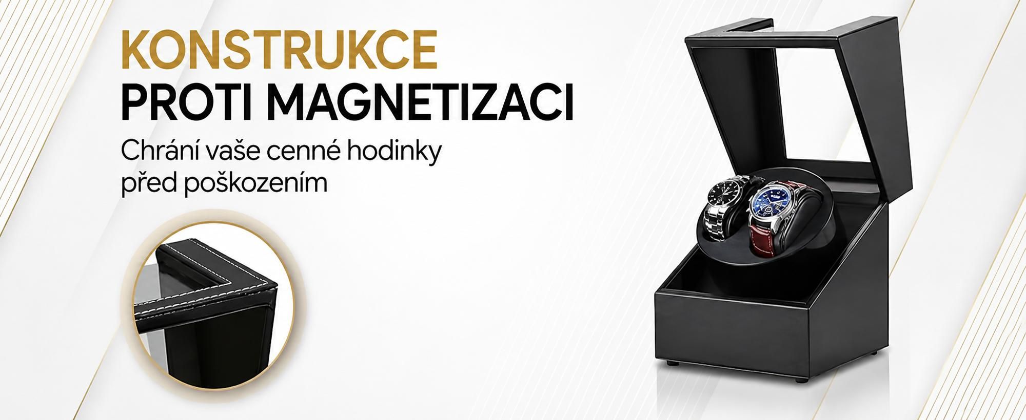 Olvy natahovač hodinek pro 2 hodinky, Watchwinder Extrémně tichý motor, Měkký polštářek na hodinky, Natahovač hodinek