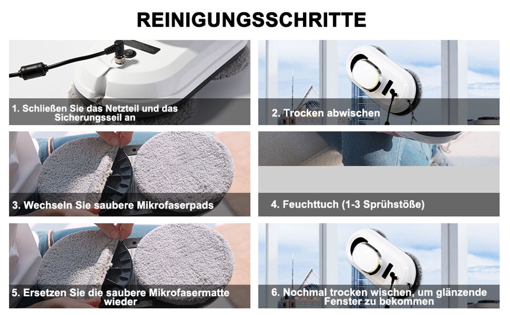 Fensterputzroboter, Elektrischer Magnetischer Fensterreiniger mit Fernbedienung, Smart Kantenerkennungssystem Fenstersauger Glasreinigungssroboter