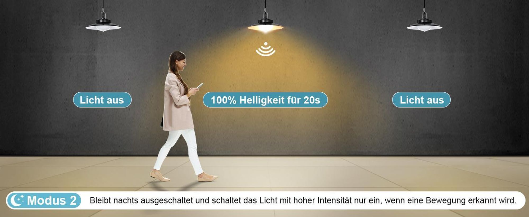 Außen Solarlampe 5 Beleuchtungsmodi mit Bewegungssensor und Fernbedienung Wasserdicht Solar Pendelleuchte Solarleuchte, Warmweiß, 3 Lampe