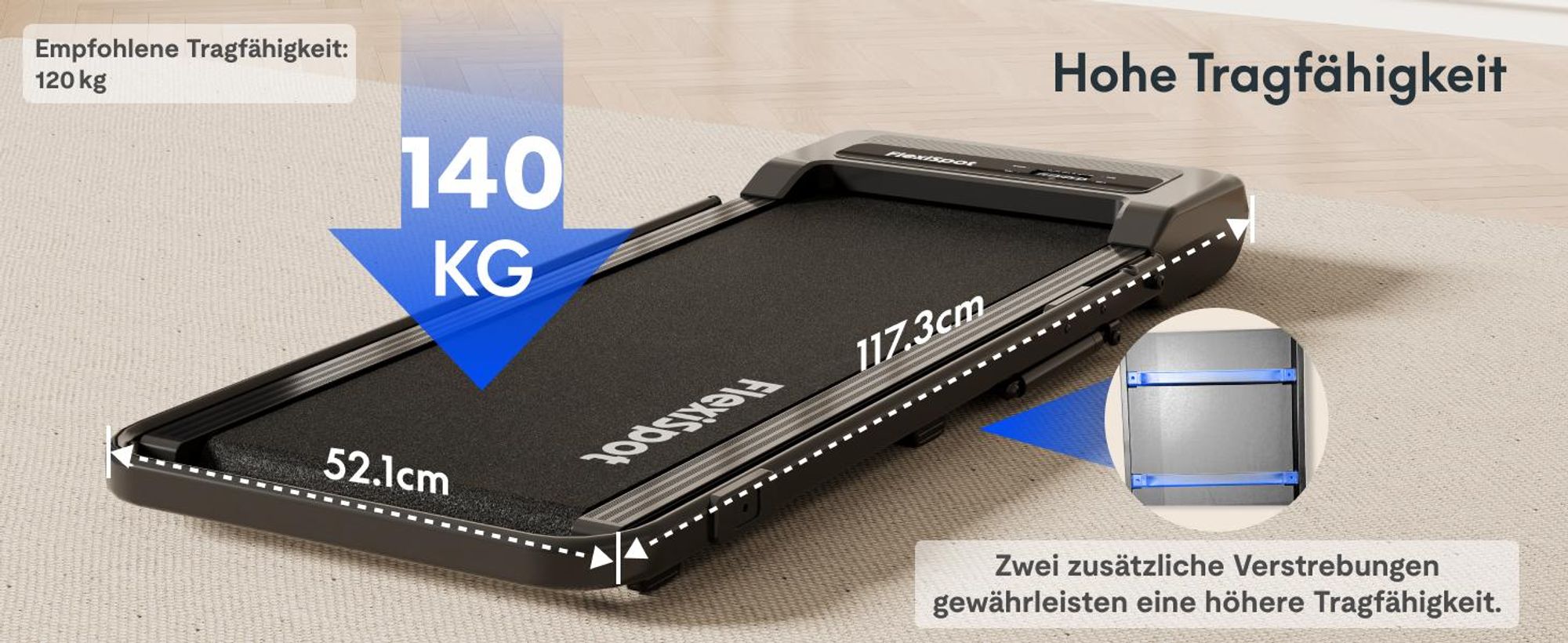FLEXISPOT Laufband, 3 in 1 Walking Pad, 1-12 km/h, bis 140 KG, mit APP-Funktion, LED-Display, Fernbedienung, Schmiermitteln für Zuhause & Büro Schwarz