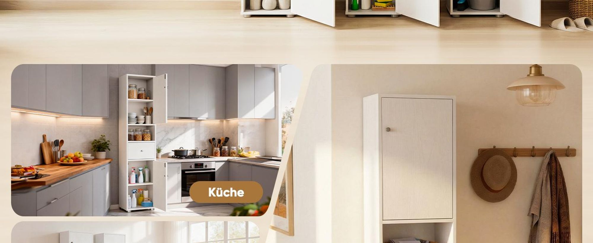 HOKEEPER Badezimmerschrank Weiß Schmal – Beistellschrank mit Schublade & offenem Fach – Freistehender Hochschrank für Badezimmer, Wohnzimmer