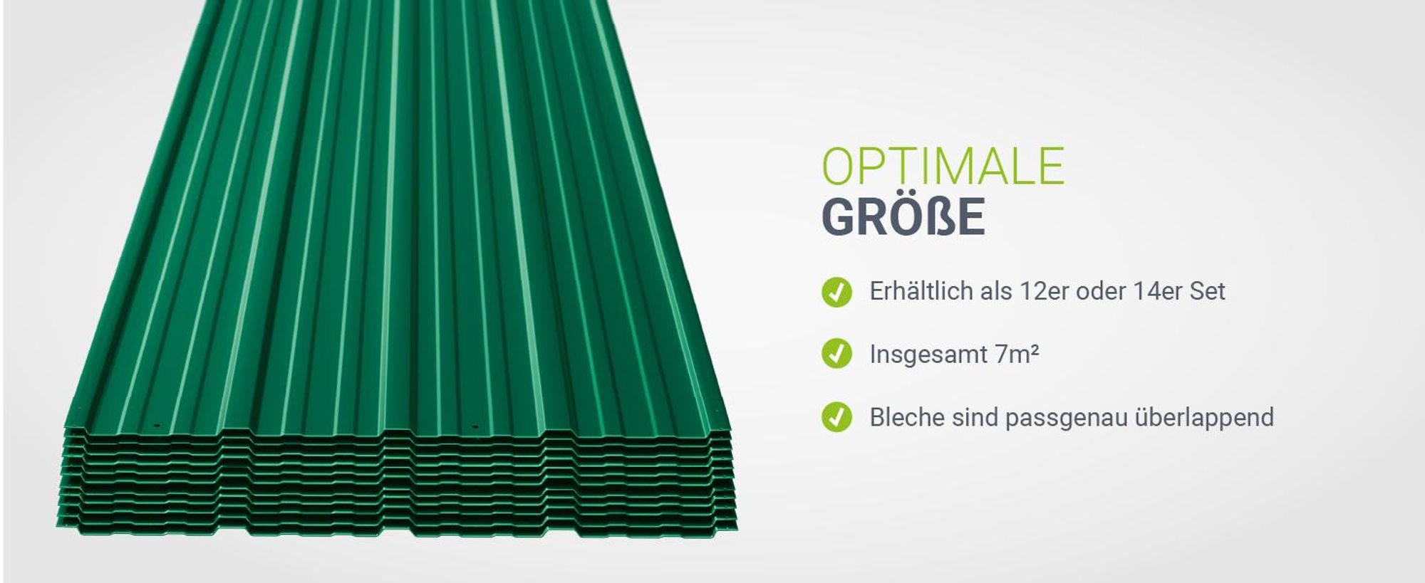 JUSKYS® Profilblech - Grün 14er Set, verzinkter Stahl, 110x45 cm, wetterfest