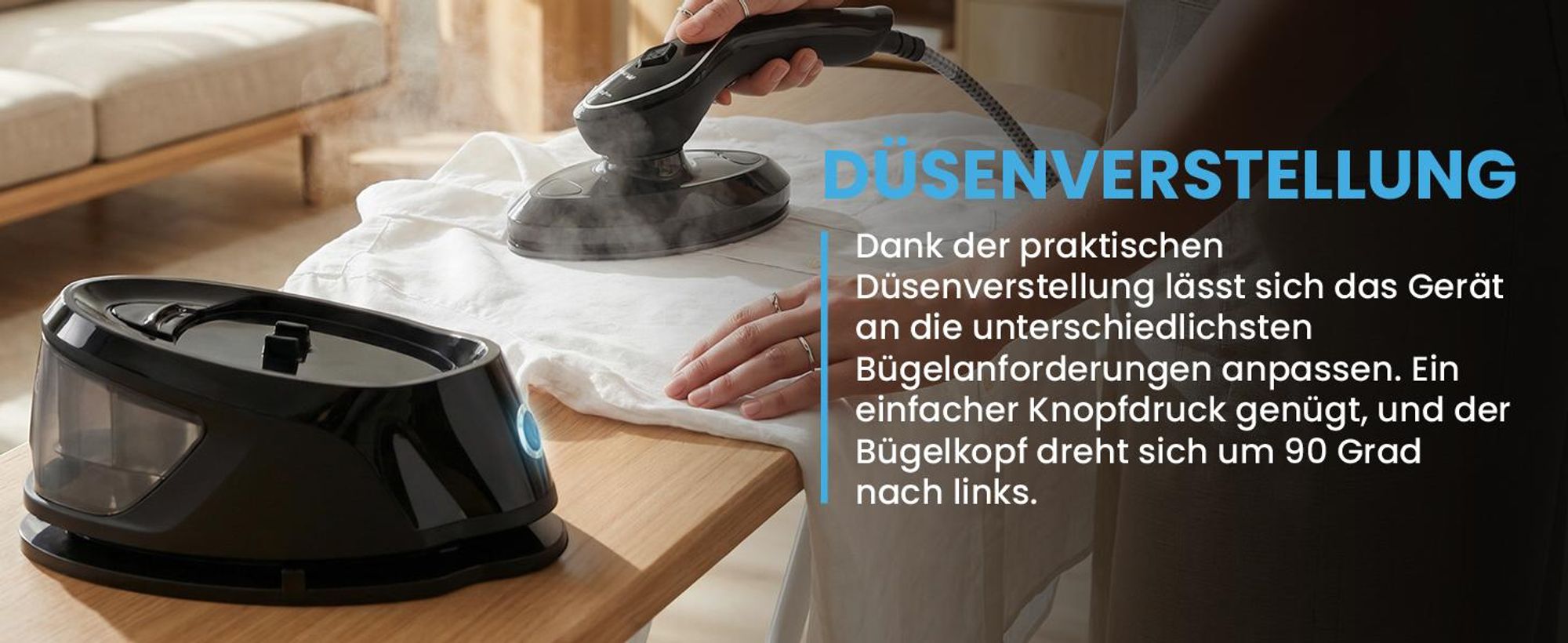 Dampfbügelstation mit Dampf Bügeleisen Maltec SteamCare2500W, 35g/min Dampfaustritt, Wassertank 600ml, Vorheizzeit 40 s, einfache Entkalkung