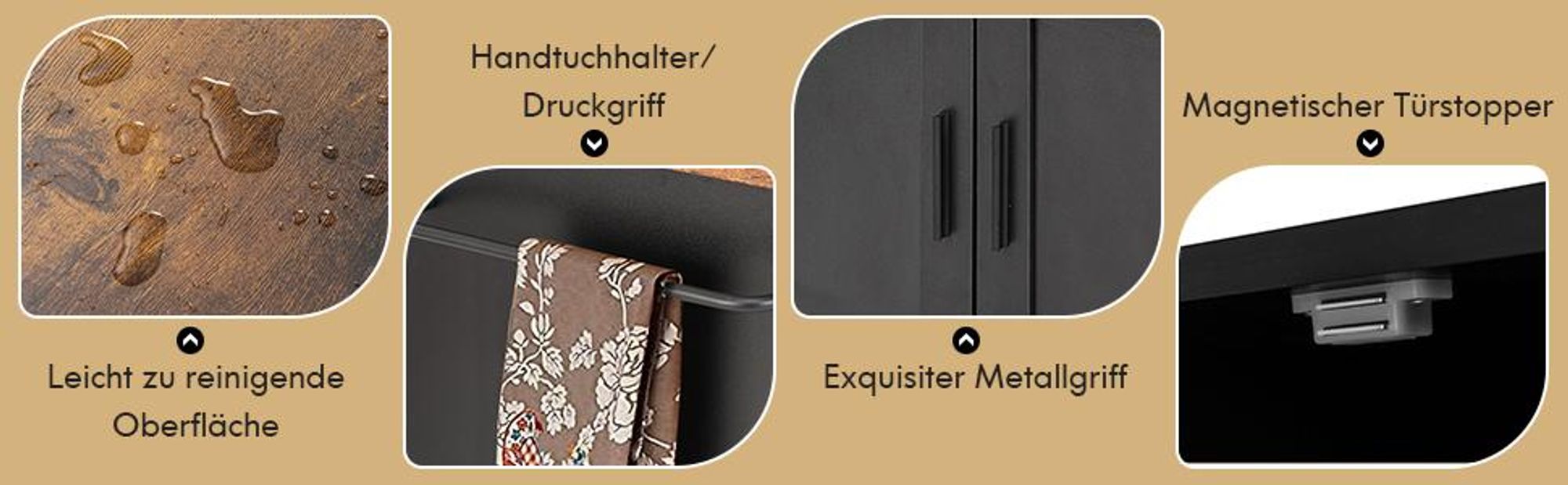 COSTWAY Küchenwagen auf Rollen, Servierwagen mit Arbeitsplatte, Handtuchhalter, 3 Gewürzregalen & Schublade, Kücheninsel Küchenschrank Holz Weiß
