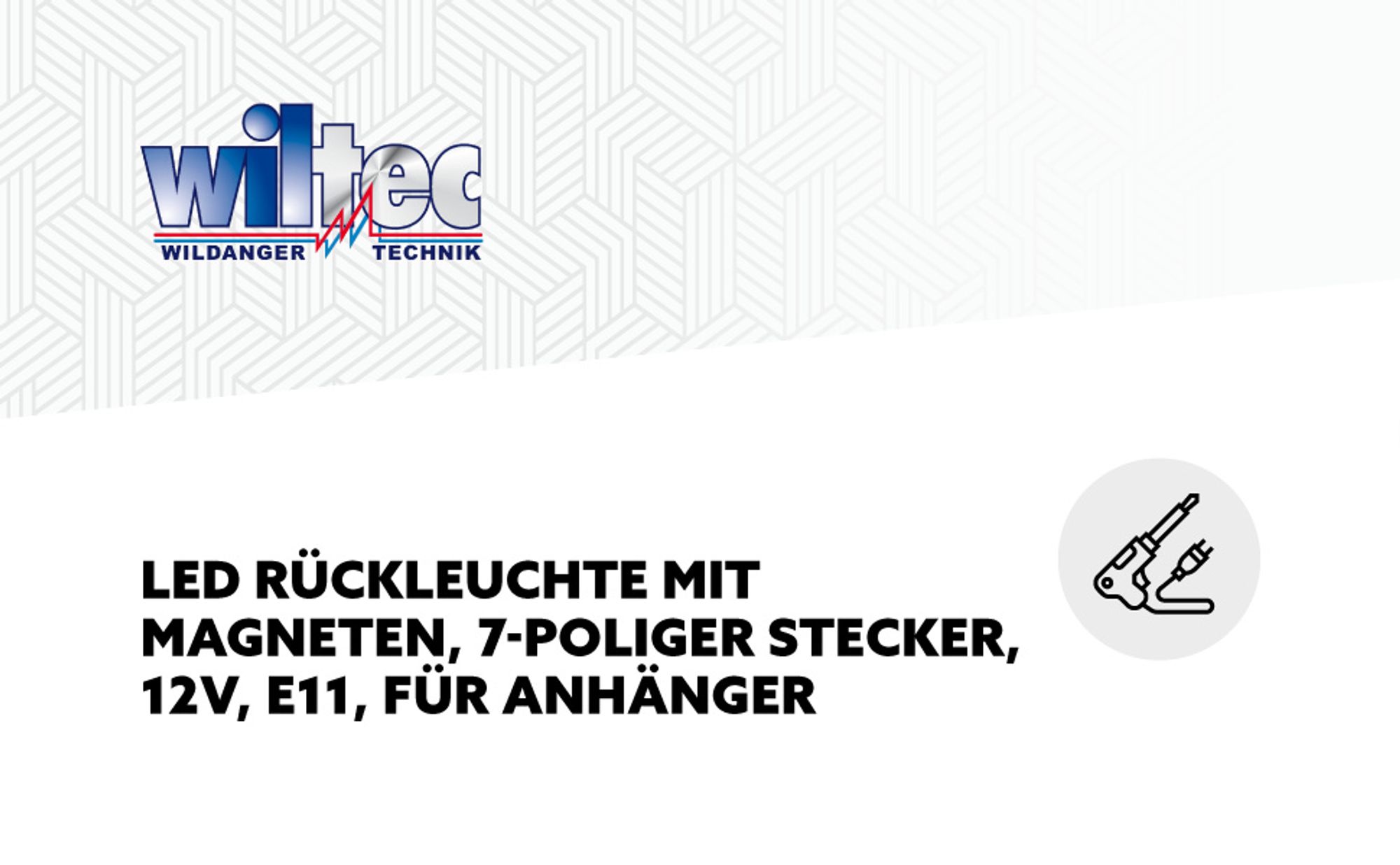 Wiltec LED Rückleuchte mit Magneten 7-polig 12V, Adapter für PKW Anhänger, Anhängersteckdose mit E11-, Anhängerbeleuchtung