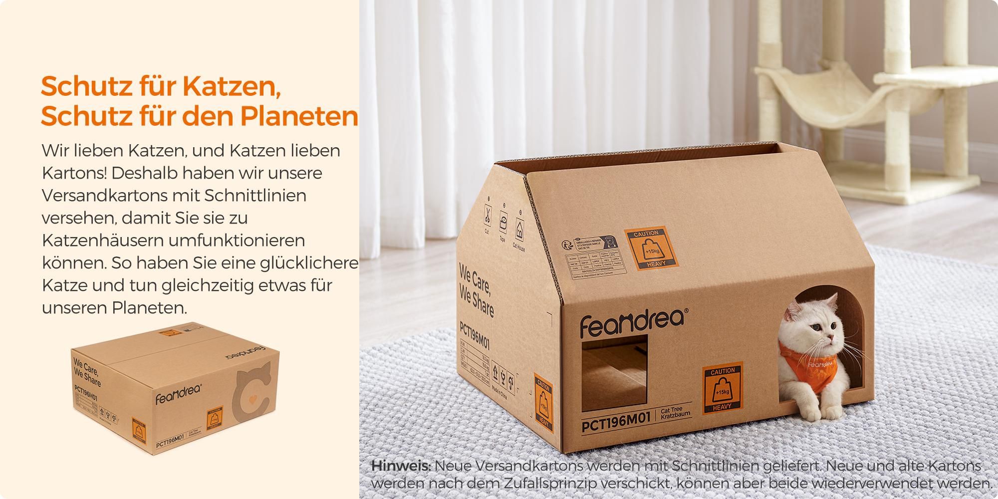 Feandrea XXL Kratzbaum, 199 cm, mehrstufig, mit Sisalstämmen, beige