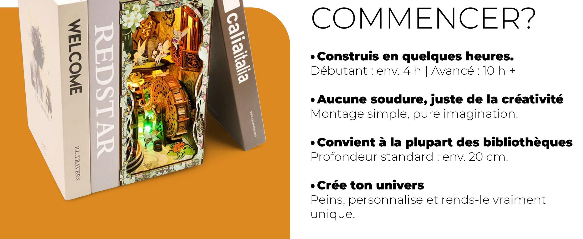 Book Nook, 3d puzzle, puzzle 3d, DIY Book Nook, Kit coin de livre, HABARRI