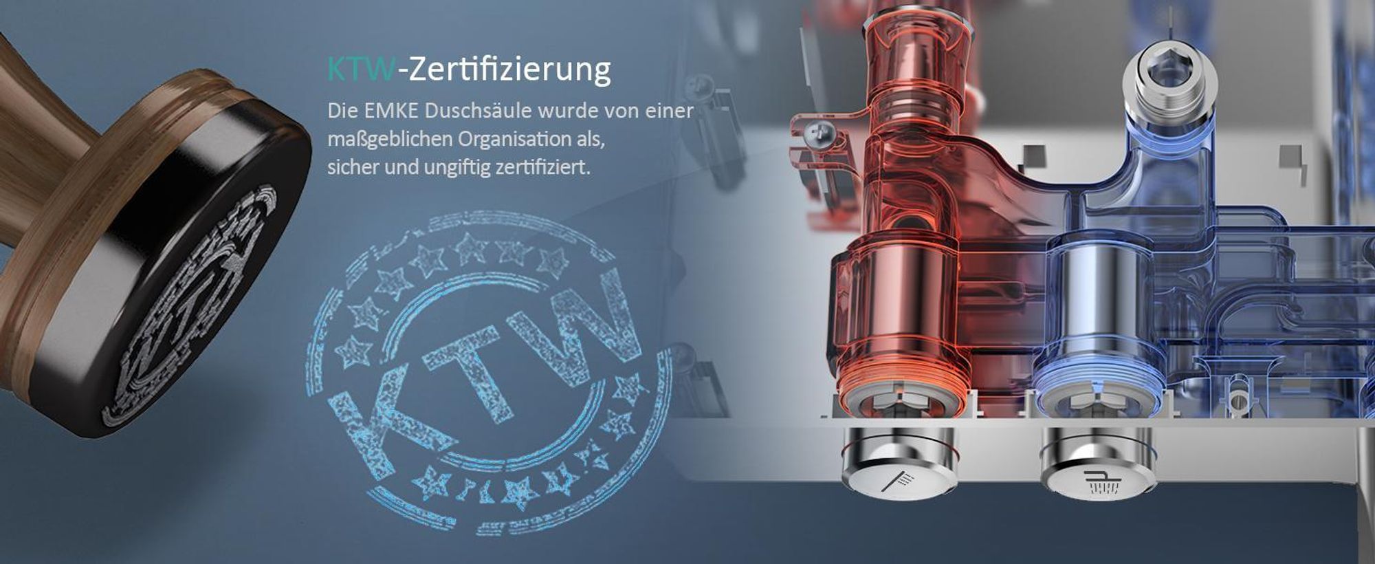 EMKE Duschsystem mit Thermostat Edelstahl Duschset mit 3 Funktion Handbrause, Regendusch, Duschpaneel, Bad- & Duscharmaturen, KTW, Chrom - F08
