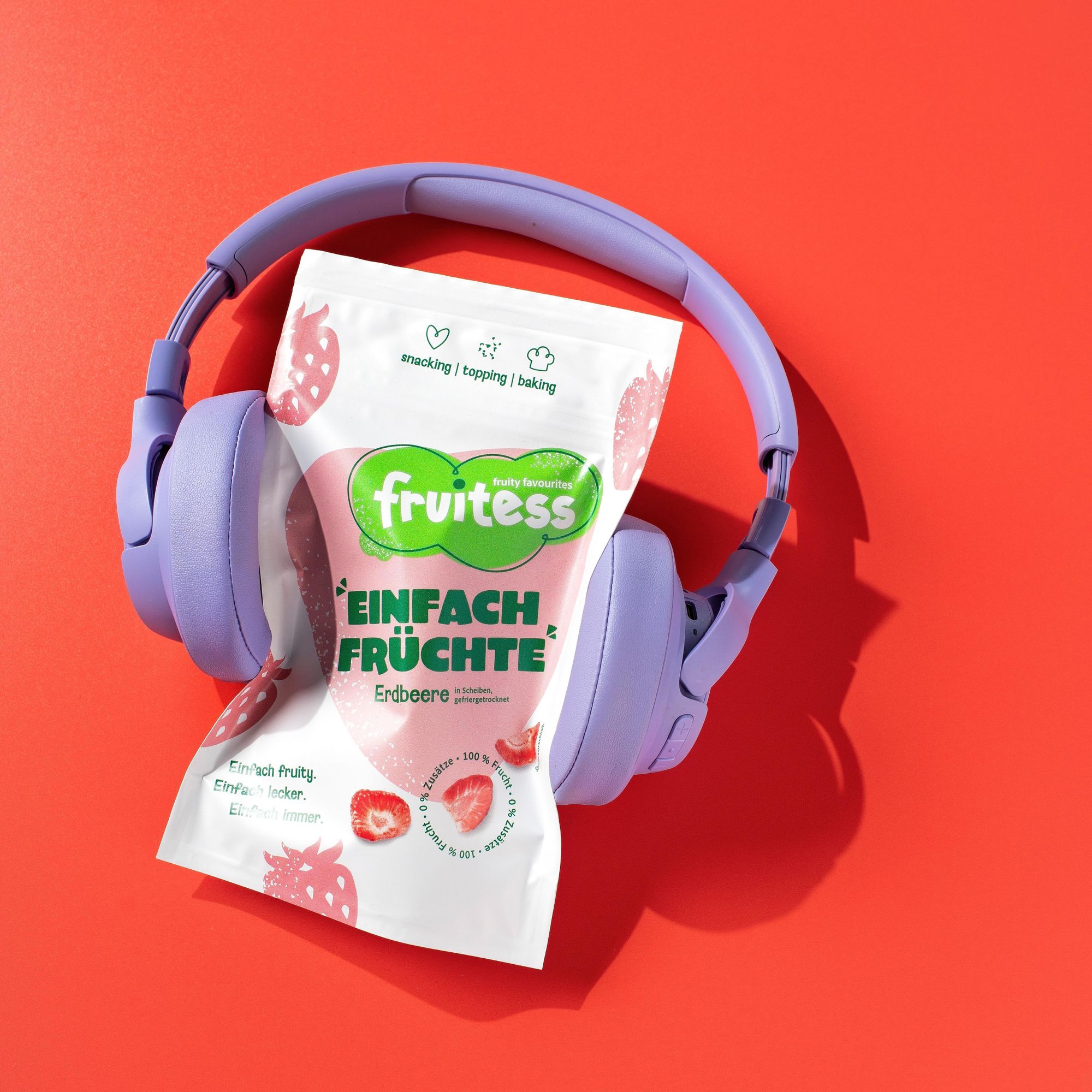 Gefriergetrocknete Erdbeeren, knuspriger Snack