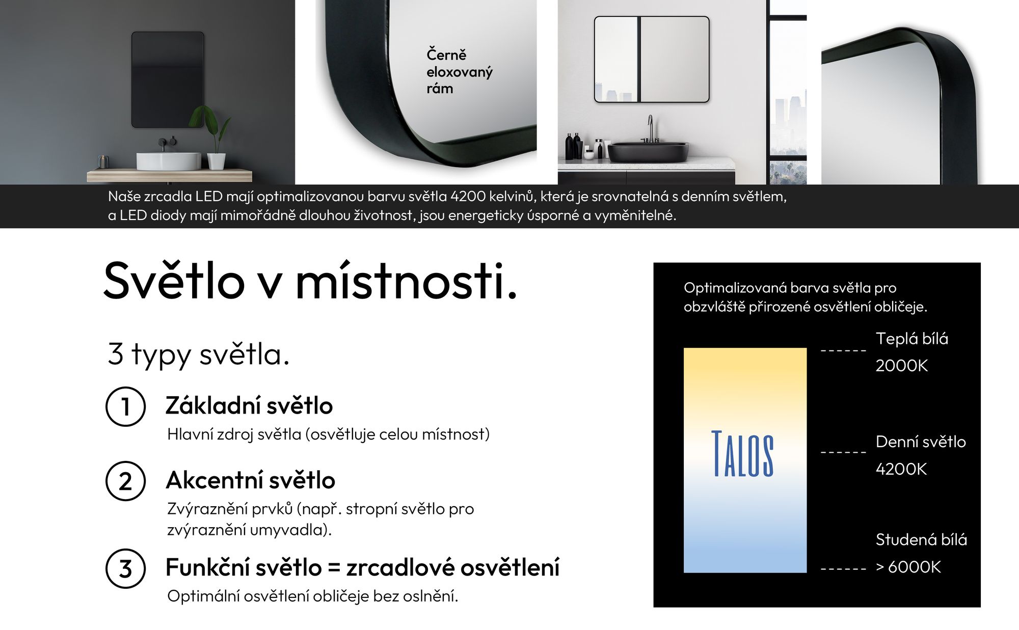 Černé koupelnové zrcadlo TALOS Black Living 80x60 cm - zrcadlo v černé barvě vhodné do vlhkých prostor díky hliníkovému rámu - nástěnné zrcadlo s kvalitním hliníkovým rámem