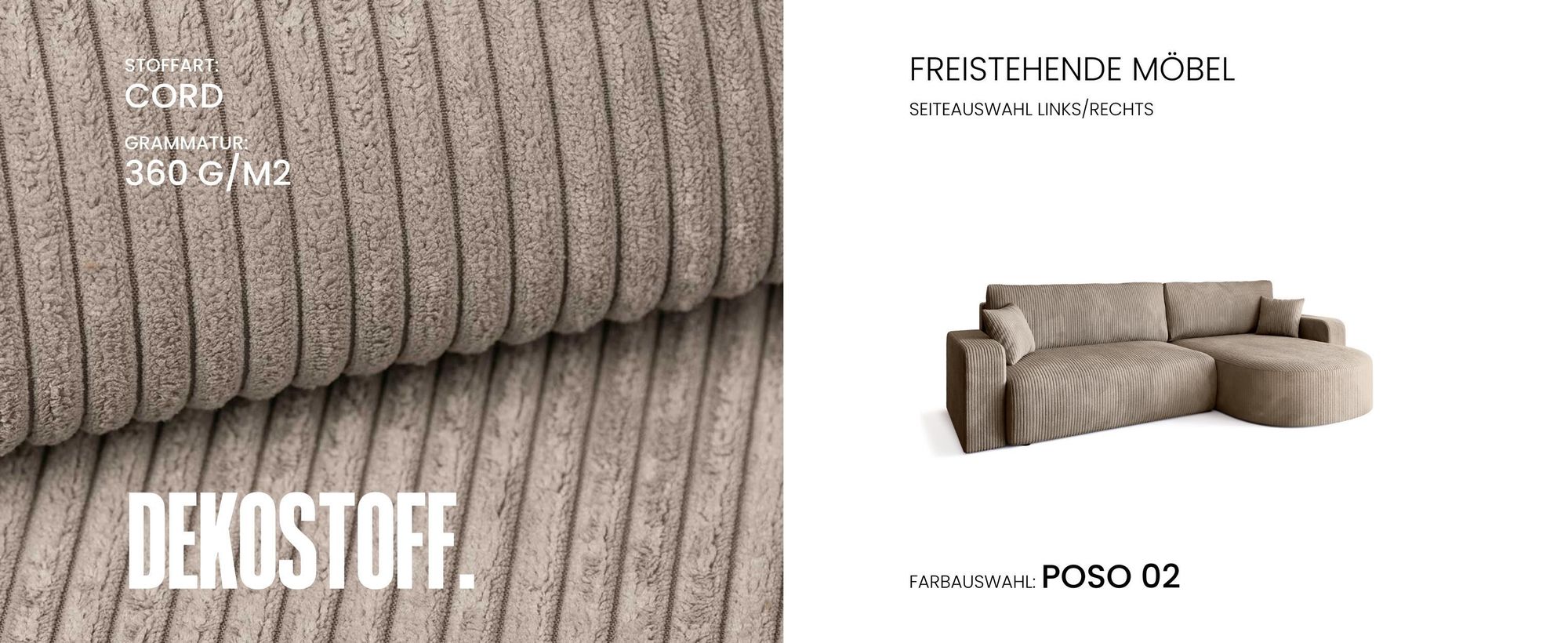 BroMARKT Ecksofa BISK Schlaffunktion Bettkasten L-Form 120x200 cm Vanille