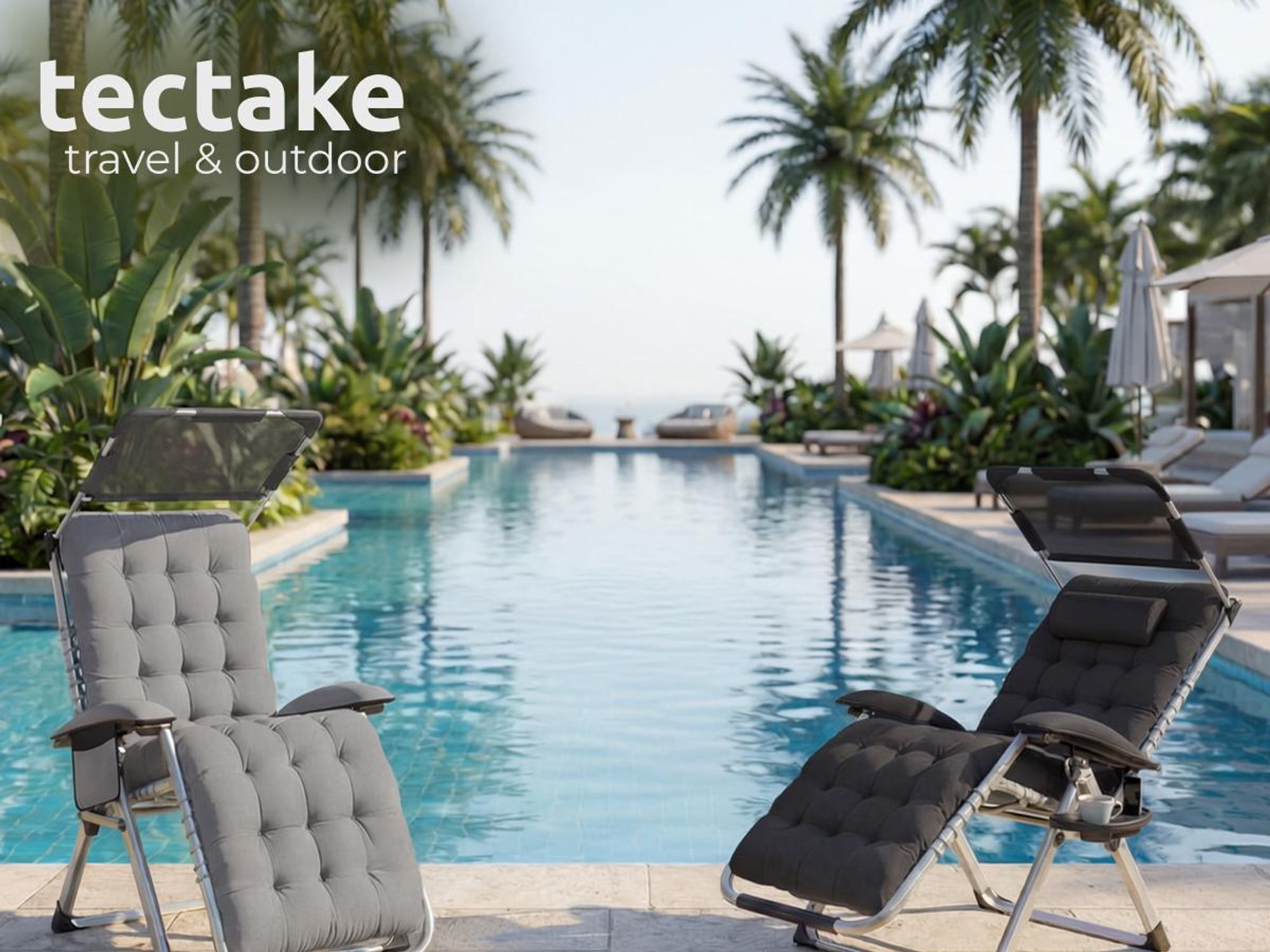 tectake® Sonnenliege Cloud II mit Sonnendach, klappbar