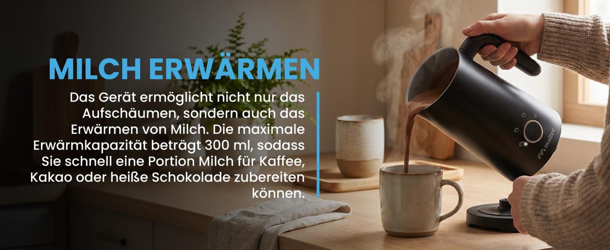 Milchaufschäumer elektrisch 500W 300ml heißer & kalter Milchschaum Cappuccino