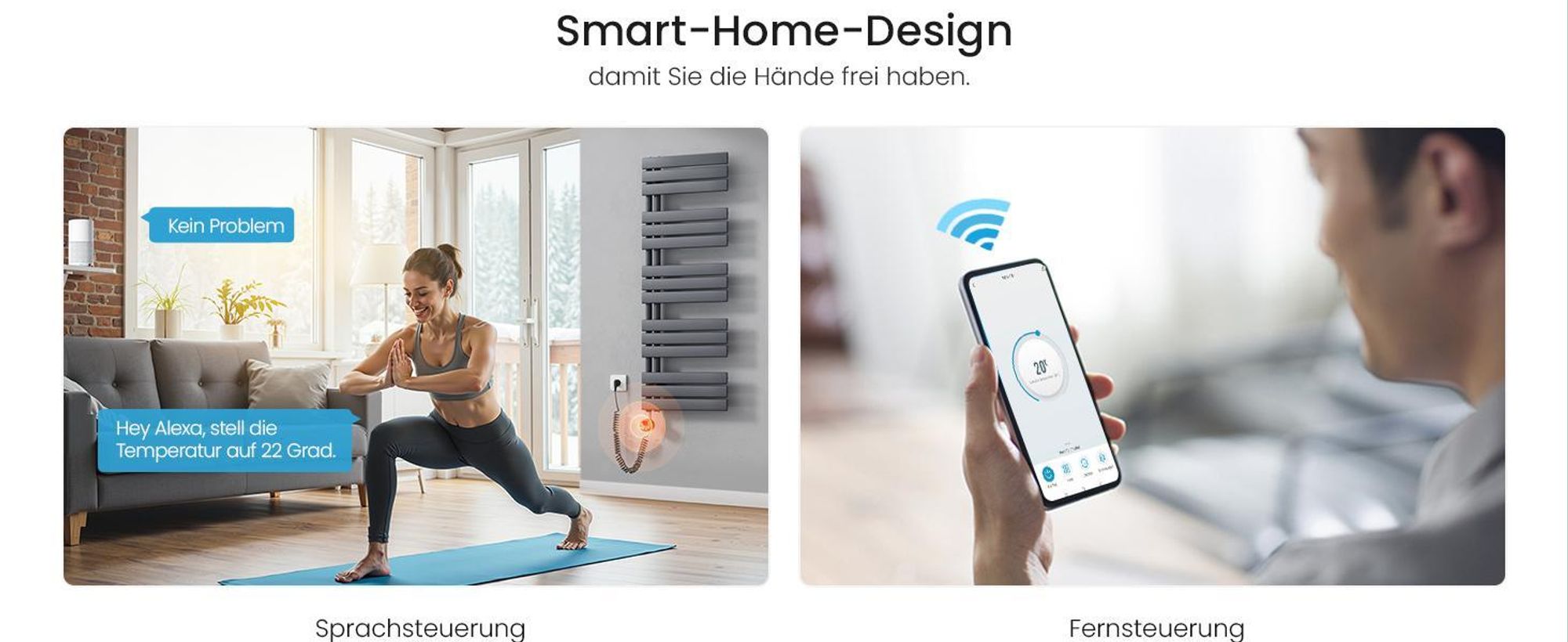 Heilmetz Smart WLAN Heizstab 900W für Badheizkörper, G 1/2" Standardgewinde, App & Sprachsteuerung (Tuya/Alexa), IPX4