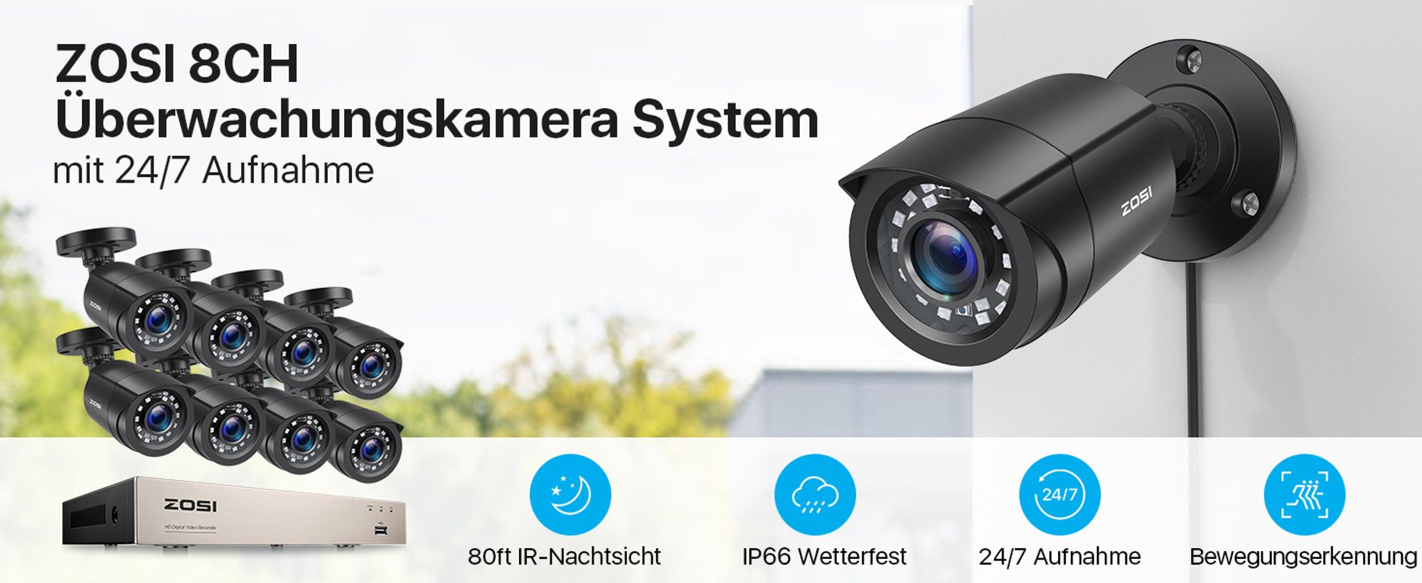 ZOSI 1080P CCTV Full HD Überwachungskamera System ohne Festplatte