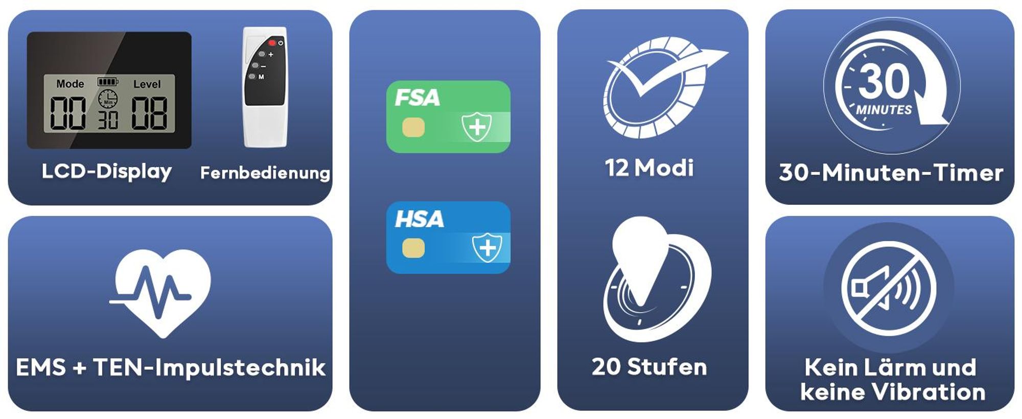 EMS Durchblutungsstimulator Fußmassagegerät | Reizstromgerät gegen Neuropathie & Schwellungen | Inkl. 4 TENS-Pads für Füße & Beine