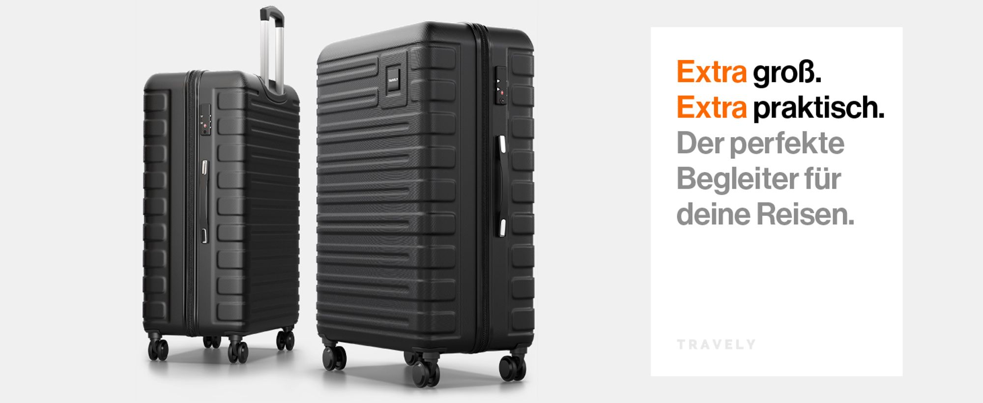 Travely Polycarbonat Koffer Groß 77cm XL - 100L Innenvolumen - 158cm Gurtmaß, sehr robuster Hartschalen Koffer mit sanften Rollen & TSA Schloss, Reisekoffer, Koffer & Trolleys, Reisekoffer mit Rollen