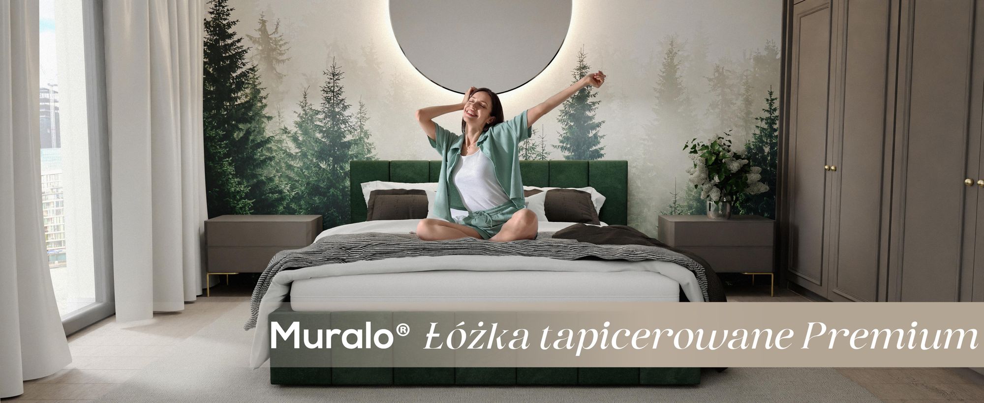 Muralo Łóżko Tapicerowane Do Sypialni 140x200 Łóżko Premium z Pojemnikiem Granatowe