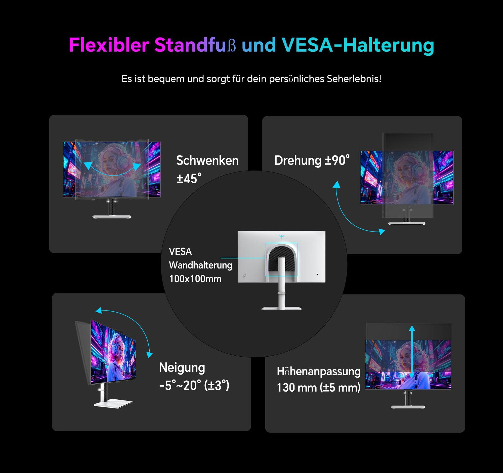 KTC H27T6 27 Zoll Gaming Monitor, QHD 210Hz Fast IPS, 1ms GTG, HDR400, FreeSync/G-Sync, höhenverstellbar
