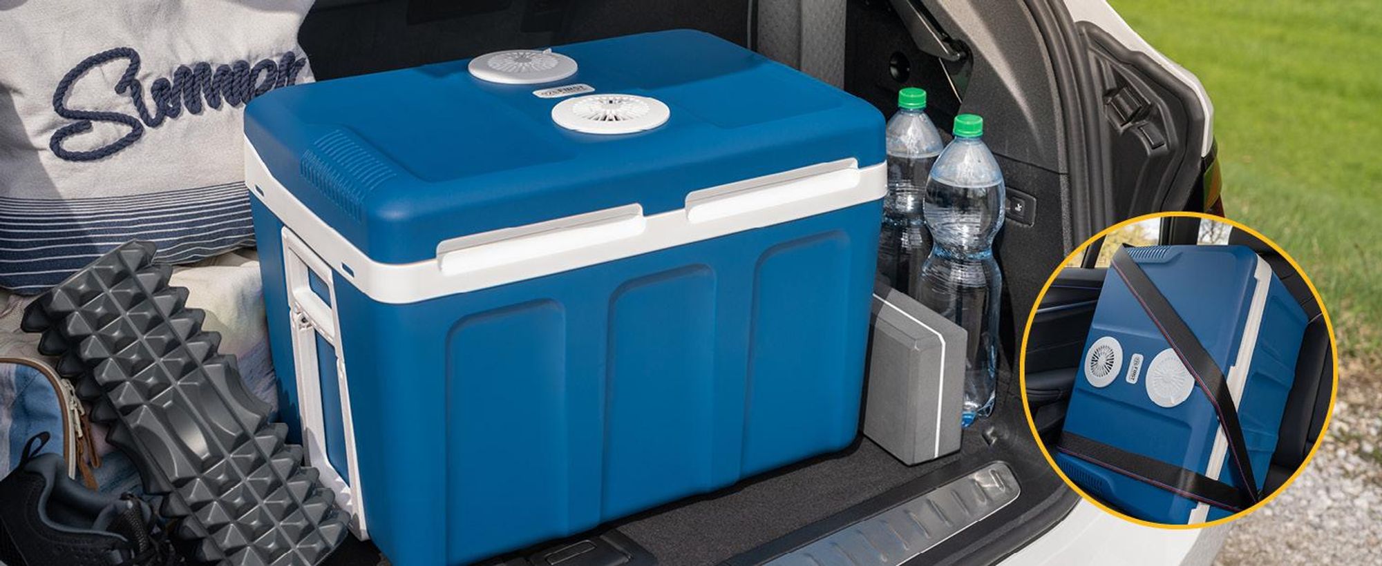 TZS First Austria - Kühlbox 45L elektrisch 12V 230V Anschluss für Auto & Steckdose - Thermoelektrisch - Blau