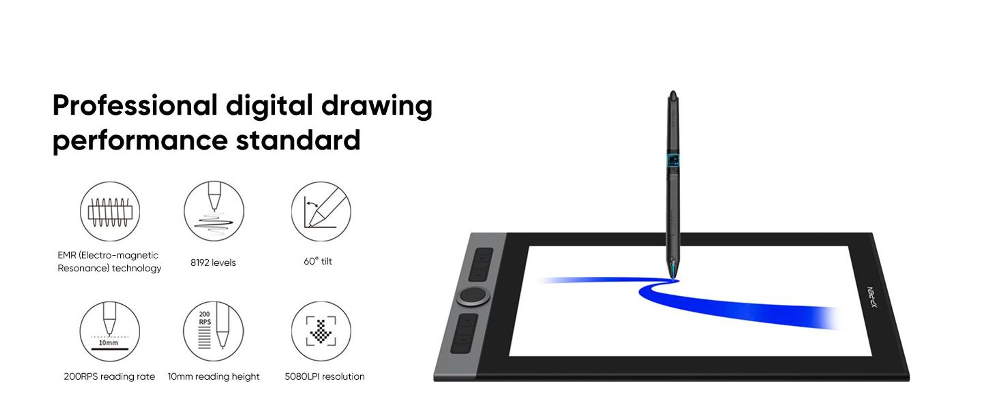 XPPen Artist Pro 16, Kabelgebunden, 5080 lpi, 340,99 x 191,81 mm, USB, 1 cm, Stift
