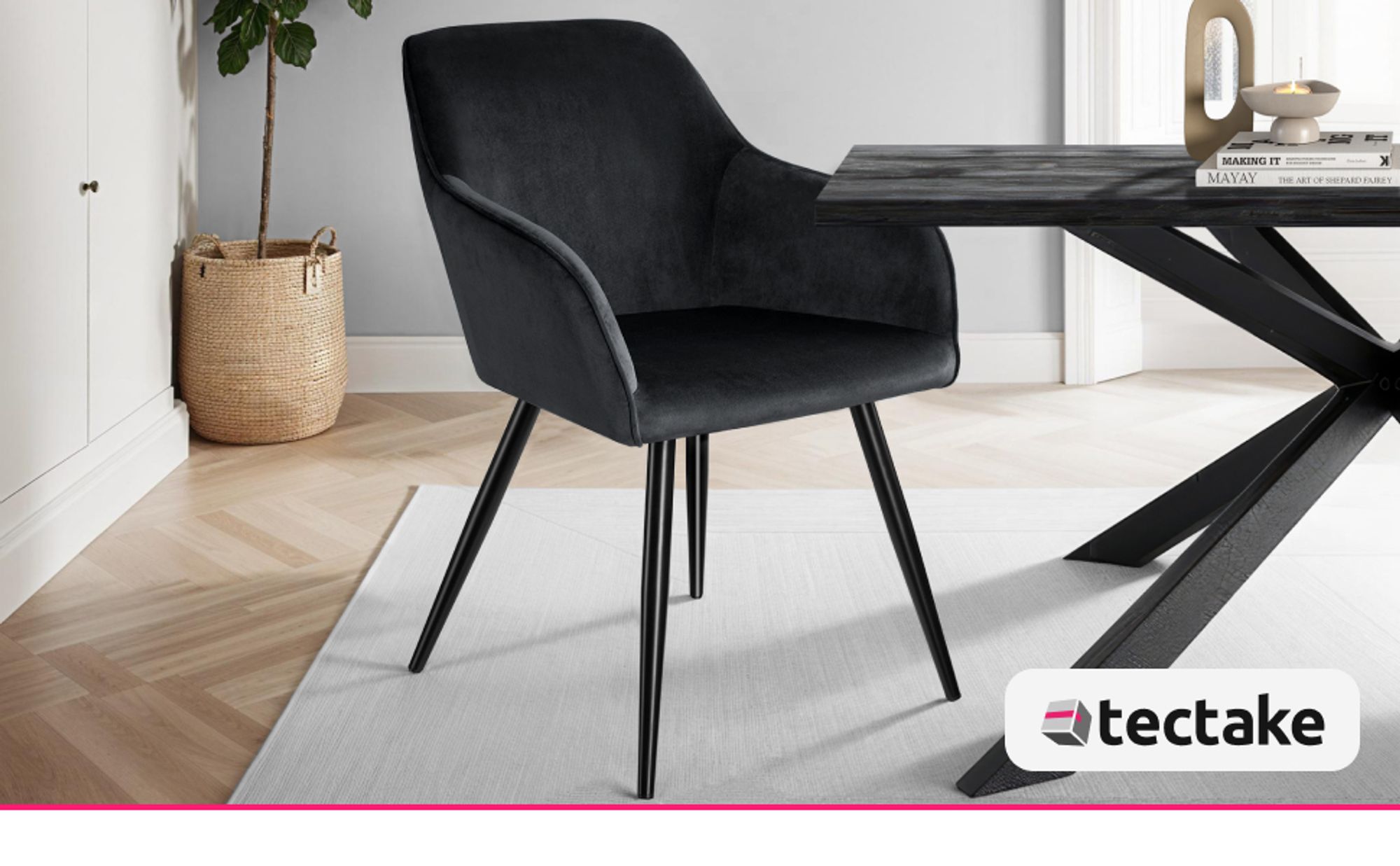 tectake® Esszimmerstuhl Marilyn gepolstert, in Samtoptik 58 x 62 x 82 cm