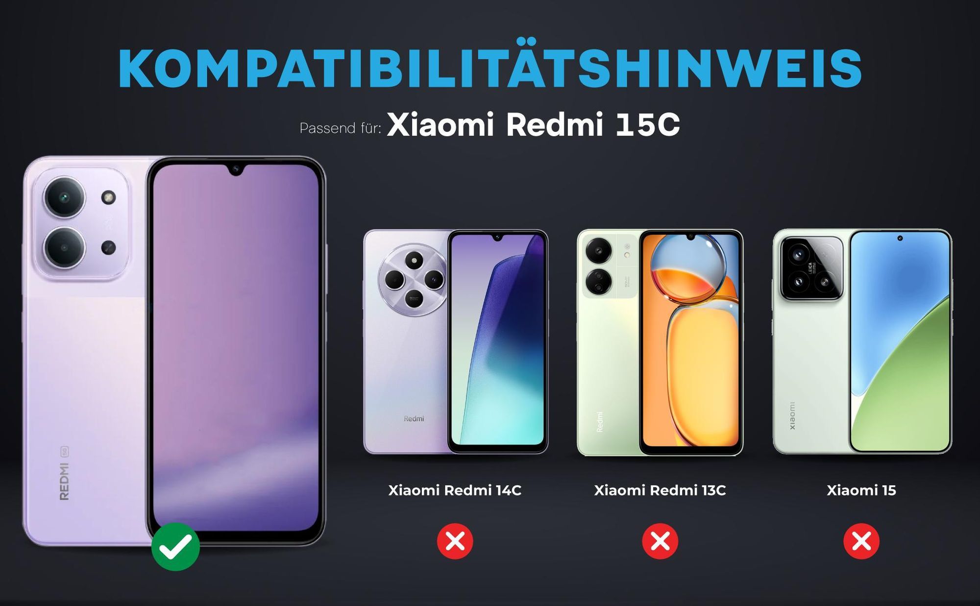 Kompatibilitätshinweise Kameraglas für Xiaomi Redmi 15C
