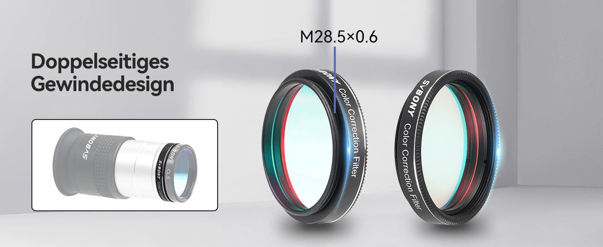Svbony SV231 1.25" Teleskopfilter, Farbkorrekturfilter für Teleskope M28.5×0.6 Vollgewinde, Reduziert Schädliche Blaue Wellenlängen