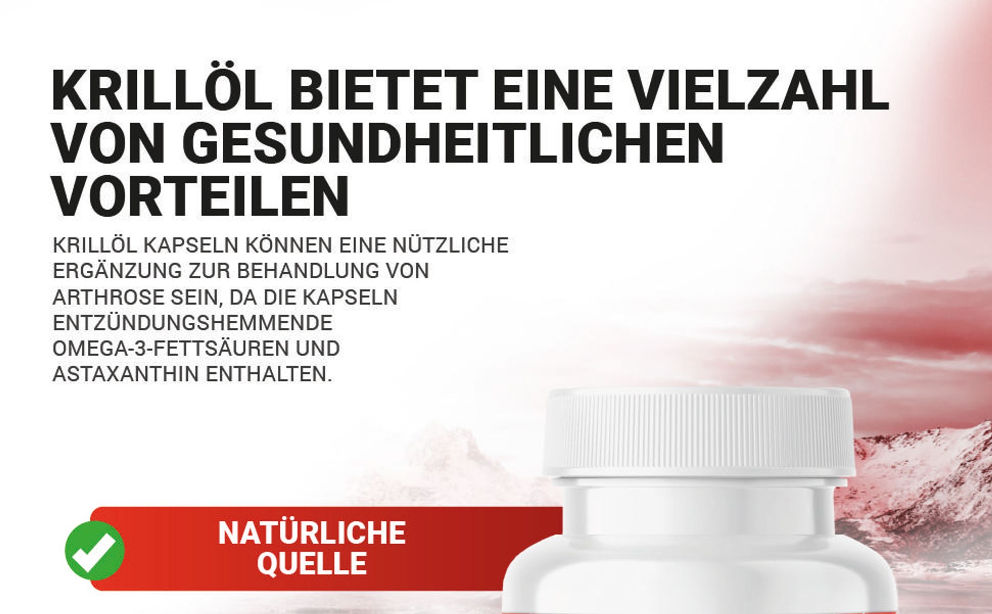 Adema Natural® Krillöl – Omega 3 - Astaxanthin – Entzündungen reduzieren – Arthrose – Krill Öl – unterstützt Herz, Gehirn und Gelenke – Immunsystem