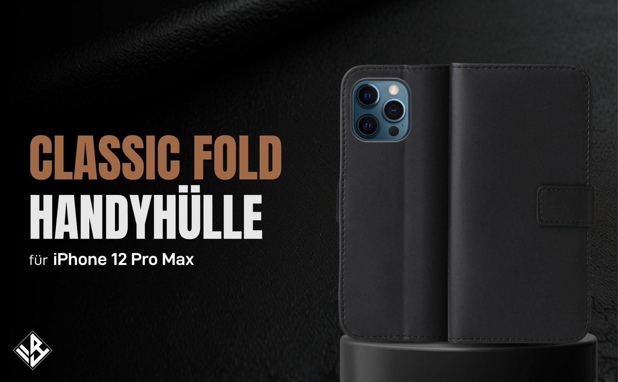 Schwarze Klapphülle für Apple iPhone 12 Pro Max mit Wallet-Funktion
