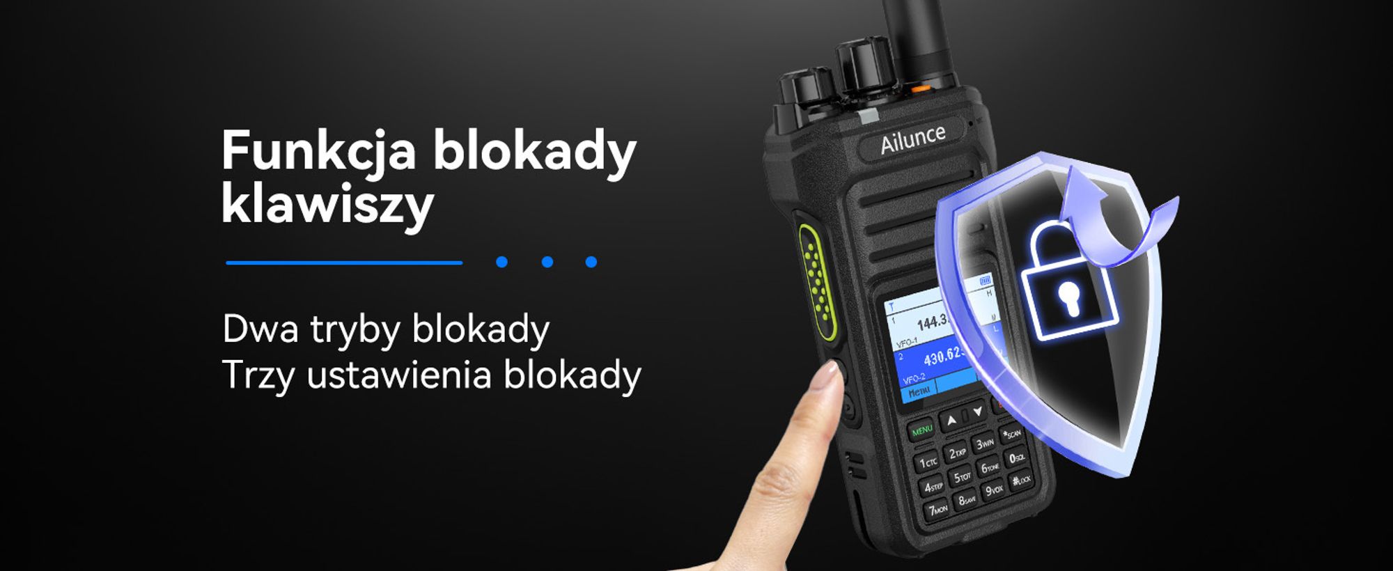 Radiotelefon Retevis Ailunce HA1UV, wodoodporne IP67, 2800 mAh, z funkcją repeatera, walkie talkie o dużym zasięgu do wędrówek na świeżym powietrzu